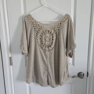 Beige Crochet Back Shirt